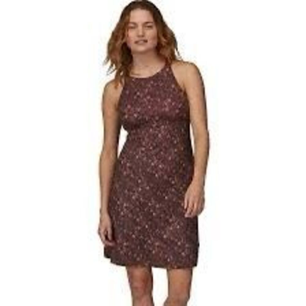 Patagonia Magnolia Spring Dress Sz XS Stretch Brown Built In Bra